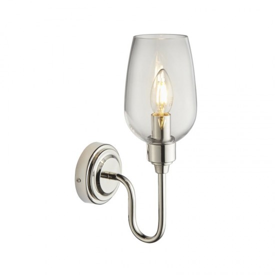 71696-100 Bright Nickel Wall Lamp with Clear Glass