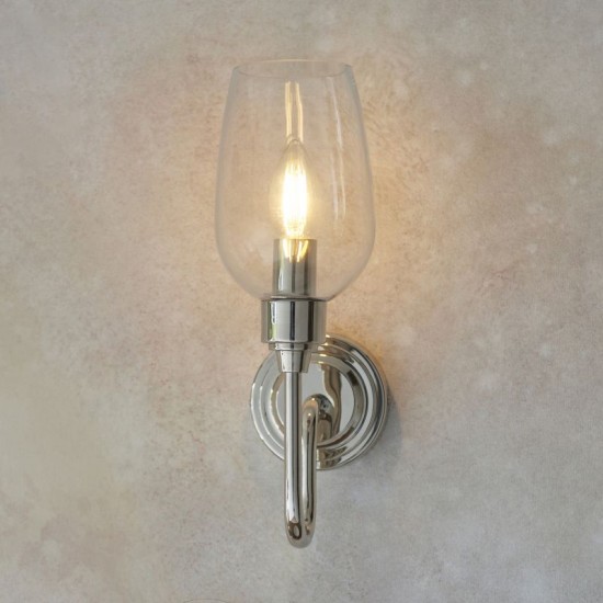 71696-100 Bright Nickel Wall Lamp with Clear Glass