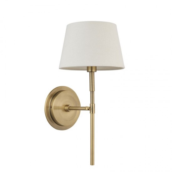 7758-001 Antique Brass Wall Lamp with Ivory Shade