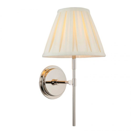 7813-001 Bright Nickel Wall Lamp with Cream Shade