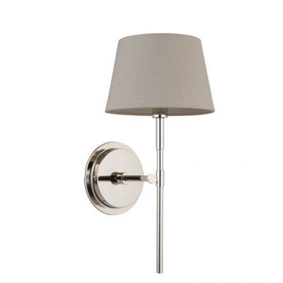 7775-001 Bright Nickel Wall Lamp with Grey Shade