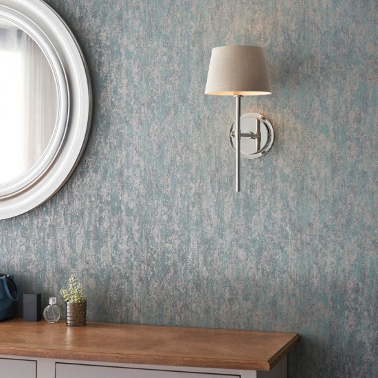 7775-001 Bright Nickel Wall Lamp with Grey Shade