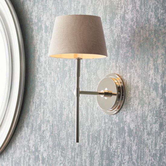 7775-001 Bright Nickel Wall Lamp with Grey Shade