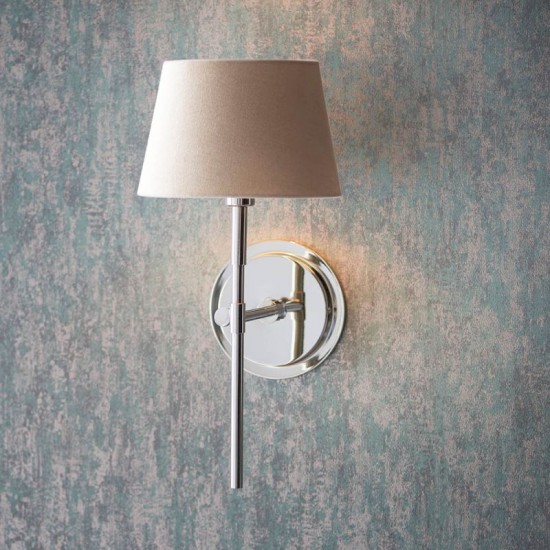 7775-001 Bright Nickel Wall Lamp with Grey Shade