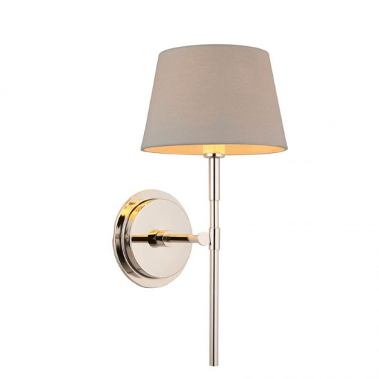 7775-001 Bright Nickel Wall Lamp with Grey Shade