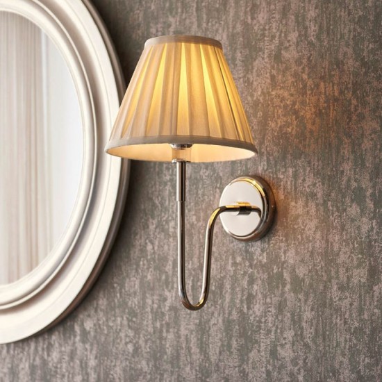 7835-001 Bright Nickel Wall Lamp with Cream Shade