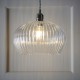 71697-100 Bright Nickel Pendant with Clear Ribbed Glass