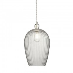 71698-001 Bright Nickel Pendant with Clear Ribbed Glass 71698-001 Bright Nickel Pendant with Clear Ribbed Glass