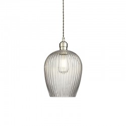 71699-001 Bright Nickel Pendant with Clear Ribbed Glass 71699-001 Bright Nickel Pendant with Clear Ribbed Glass
