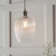 71699-100 Bright Nickel Pendant with Clear Ribbed Glass