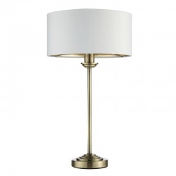 7409-001 Antique Brass Table Lamp with Vintage White Shade 7409-001 Antique Brass Table Lamp with Vintage White Shade
