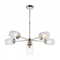 71704-001 Bright Nickel 6 Light Centre Fitting with Clear Glasses