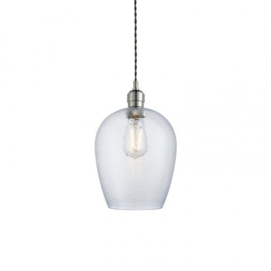 71705-100 Bright Nickel Pendant with Clear Hammered Glass