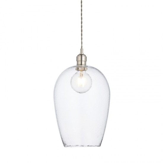 71706-100 Bright Nickel Pendant with Clear Hammered Glass