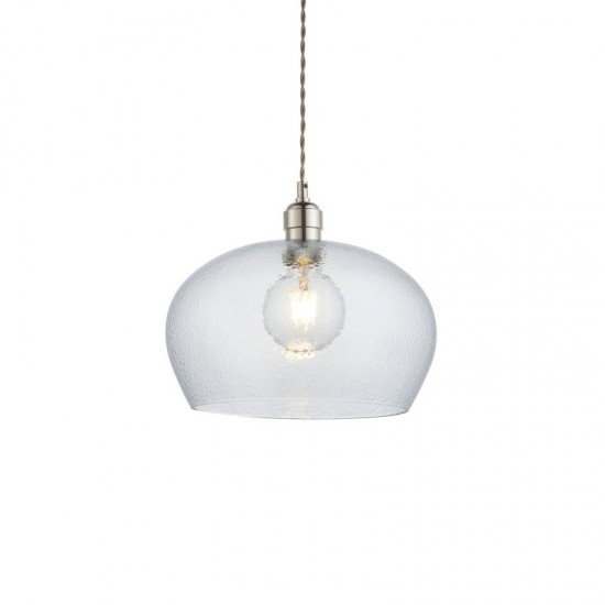 71707-100 Bright Nickel Pendant with Clear Hammered Glass