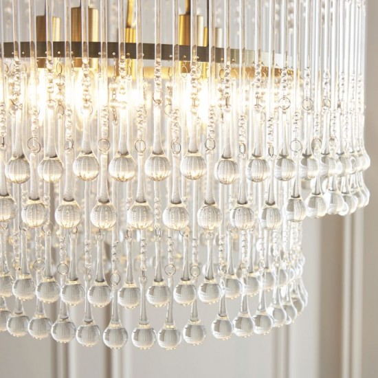 21795-001 Antique Brass 5 Light Chandelier with Clear Grass