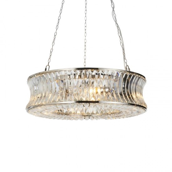 71710-100 Bright Nickel 6 Light Chandelier with Crystal