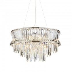 71712-001 Bright Nickel 9 Light Chandelier with Crystal
