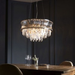 71712-001 Bright Nickel 9 Light Chandelier with Crystal