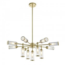 71714-001 Satin Brass 13 Light Centre Fitting with Ribbed Glasses 71714-001 Satin Brass 13 Light Centre Fitting with Ribbed Glasses