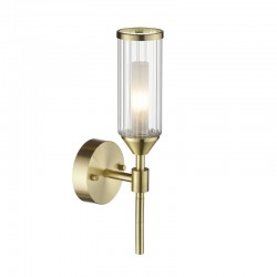 71715-001 Satin Brass Wall Lamp with Ribbed Glass 71715-001 Satin Brass Wall Lamp with Ribbed Glass