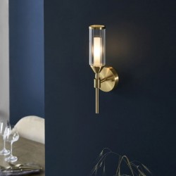 71715-001 Satin Brass Wall Lamp with Ribbed Glass