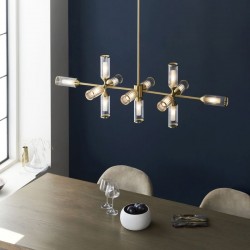 71716-001 Satin Brass 13 Light over Island Fitting with Ribbed Glass