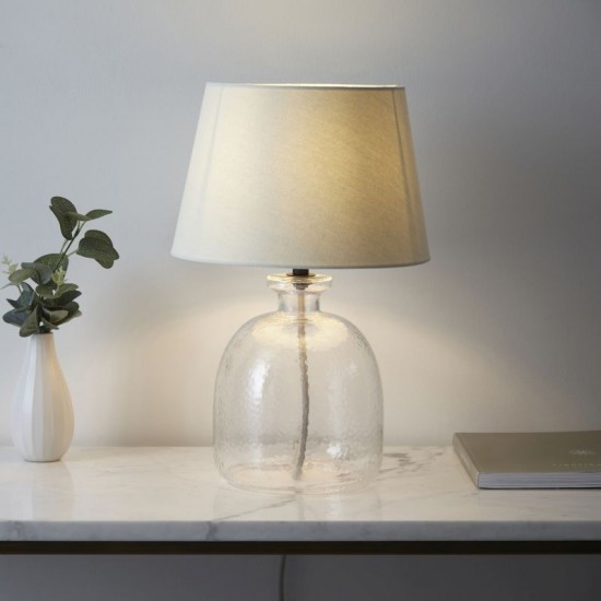 7411-001 Textured Glass Table Lamp with Ivory Linen Shade 7411-001 Textured Glass Table Lamp with Ivory Linen Shade