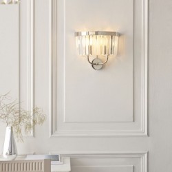 74300-001 Bright Nickel 2 Light Wall Lamp with Clear Crystal 74300-001 Bright Nickel 2 Light Wall Lamp with Clear Crystal