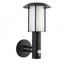 7418-001 Solar Black & White Wall Lamp with Photocell & PIR