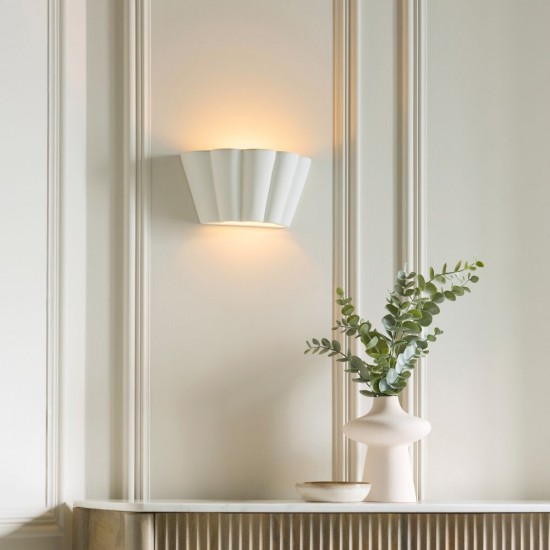82855-001 Unglazed Scalloped Edge Ceramic Wall Light