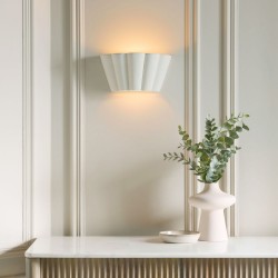 82855-001 Unglazed Scalloped Edge Ceramic Wall Light