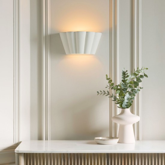 82855-001 Unglazed Scalloped Edge Ceramic Wall Light