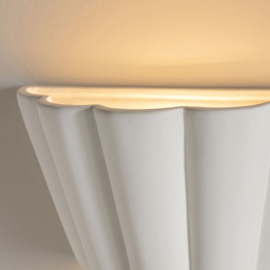 82855-001 Unglazed Scalloped Edge Ceramic Wall Light