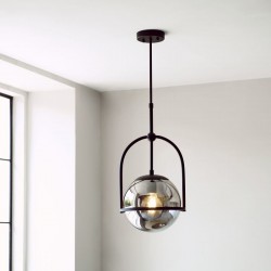 71720-001 Matt Black Pendant with Smoked Mirror Glass