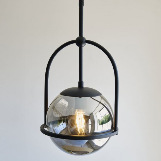 71720-100 Matt Black Pendant with Smoked Mirror Glass