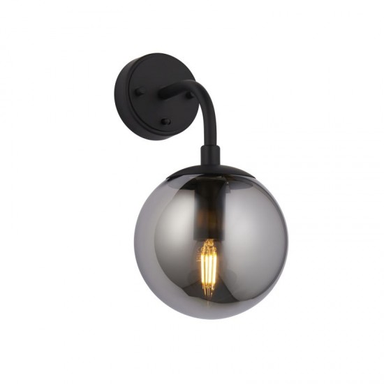 71721-100 Matt Black Wall Lamp with Smoked Mirror Glass