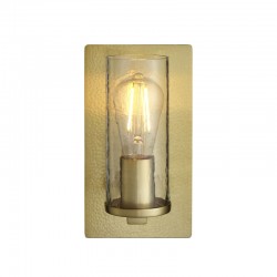 71725-001 Hammered Brass Wall Lamp with Textured Clear Glass