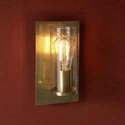 71725-001 Hammered Brass Wall Lamp with Textured Clear Glass