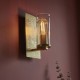 71725-100 Hammered Brass Wall Lamp with Textured Clear Glass