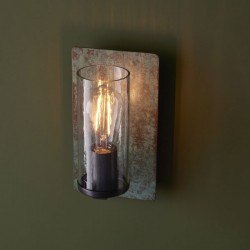 71729-001 Verdigris Bronze Wall Lamp with Clear Glass