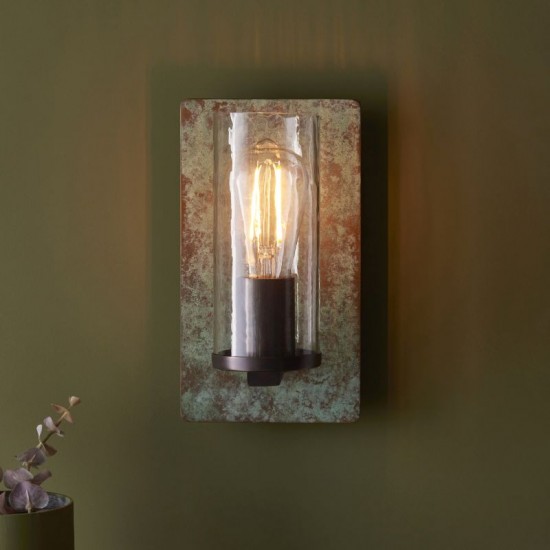 71729-100 Verdigris Bronze Wall Lamp with Clear Glass