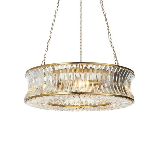 71732-100 Warm Brass 6 Light Chandelier with Crystal