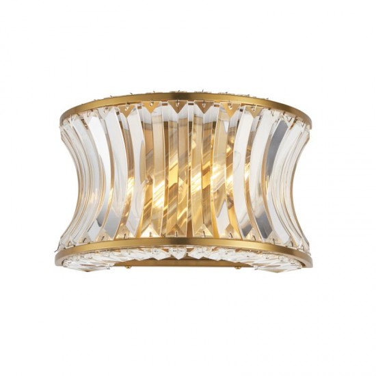 71733-100 Warm Brass 2 Light Wall Lamp with Crystal