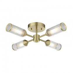 71734-001 Satin Brass 4 Light Flush with Ribbed Glass 71734-001 Satin Brass 4 Light Flush with Ribbed Glass