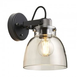 74309-001 Black Chrome Wall Lamp with Smoked Grey Tinted Glass 74309-001 Black Chrome Wall Lamp with Smoked Grey Tinted Glass