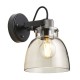 74309-100 Black Chrome Wall Lamp with Smoked Grey Tinted Glass