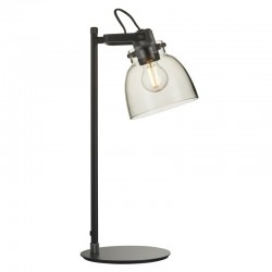 74308-001 Black Chrome Table Lamp with Smoked Grey Tinted Glass 74308-001 Black Chrome Table Lamp with Smoked Grey Tinted Glass