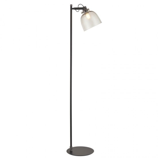 74307-100 Black Chrome Floor Lamp with Smoked Grey Tinted Glass