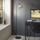 74307-100 Black Chrome Floor Lamp with Smoked Grey Tinted Glass